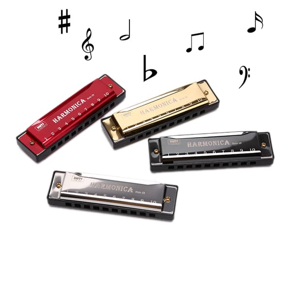 10-håls munspel musikinstrument{hw} Silver