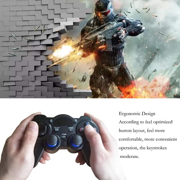 USB Trådløs Spilcontroller Gamepad til PC/Bærbar Computer (Windows XP/7/8/10) & PS3 & Android & Steam - [Sort] (sort)