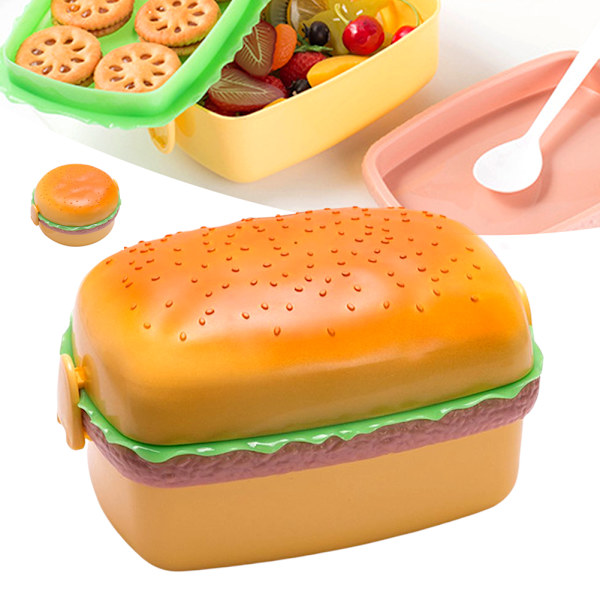 Lunchboks Barn Gutter Både runde og firkantede former Lunsj Rektangl Rectangle Burger Lunch Box - With Spoon