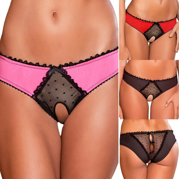 Kvinnors trosor öppna trosor G-string trosa underkläder - Perfekt rosröd Rose Red M