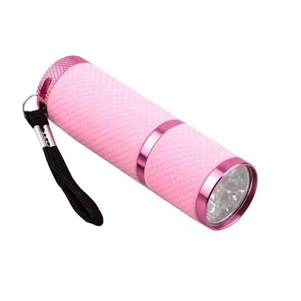 Mini ficklampa med 9 LED-lampor, utomhus, rosa, gummerad