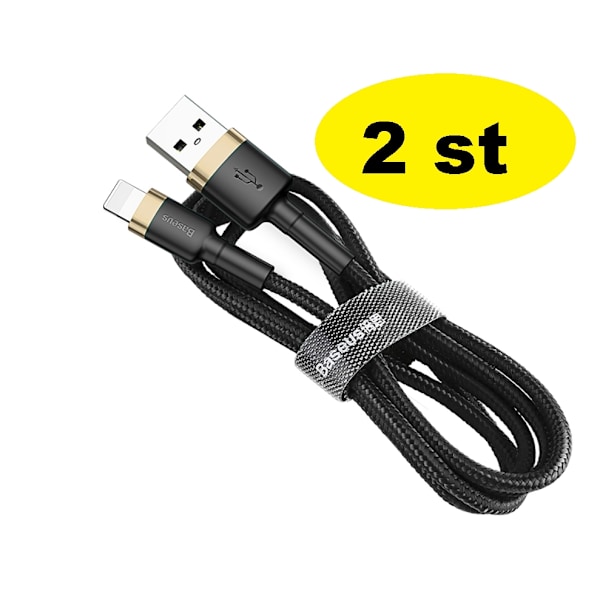 2 st 2 m Baseus-kabel iphone svart