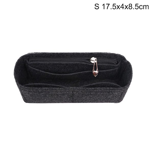 Multi-Pocket Dame Indsats Taske Håndtaske i filtstof Sort Black S