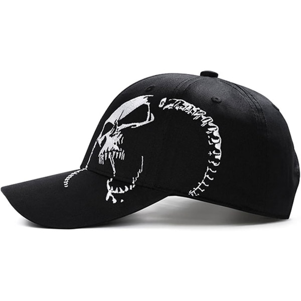 Men's Cap, Bomull Utendørs Cap Cool Skull Back Button Cap Menn Kvinner