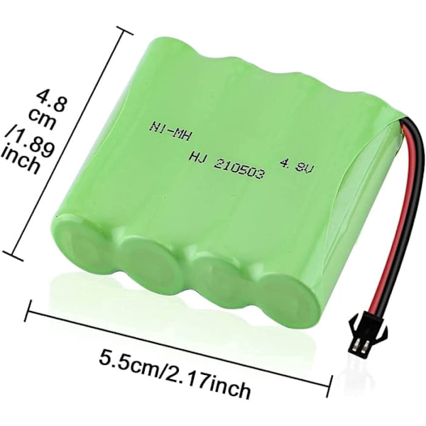 4,8V Ni-MH 1200mAh oppladbar batteri for bilfjernkontroll + USB-lader