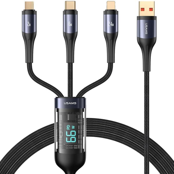 66W 3 i 1 multi, USB C-kabel hurtigladekabel