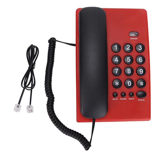 KXT504 Landline Phone for Home Network Multi Battery Free Corded Phone with Dual Magnetic Handset for Office Hotel (Red)