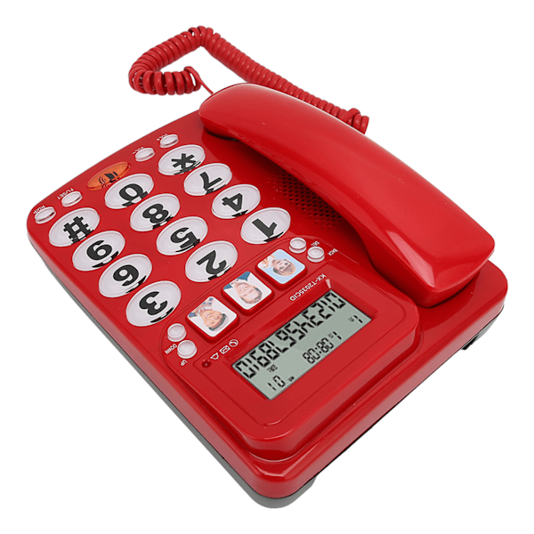 Telefon med sladd Justerbar ringsignal Genvägar Minne Fast telefon med indikator för hemmakontor Röd