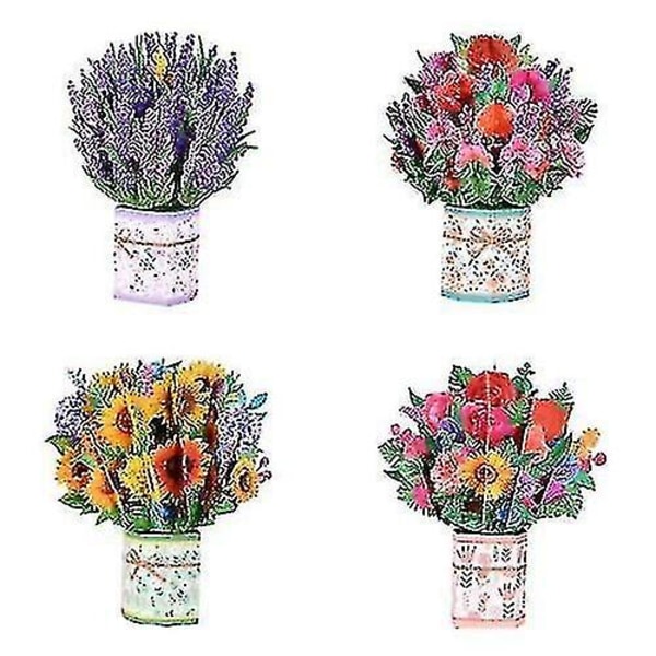 3D pop-up mors dag kort blomsterbuket lykønskningskort til mor kone