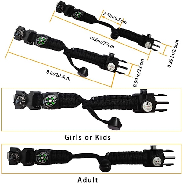 Överlevnadsarmband i paracord, tändstål, vattentät SOS-lampa, kompass, visselpipa, 20 i 1, ultimat taktisk överlevnadsutrustning, present Camouflage for mountains