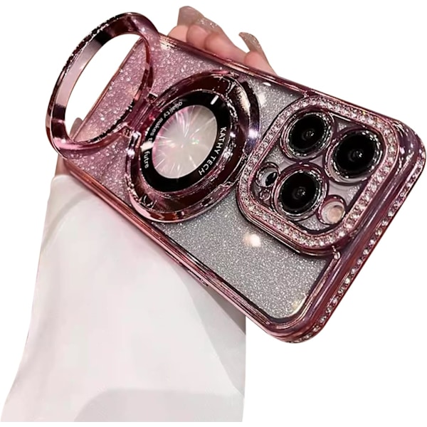 Magnetisk etui til iPhone 14 Pro Max med stativ, Rhinestone Glitter Belagt Bling Luksus Telefonetui (Kompatibel[qb]