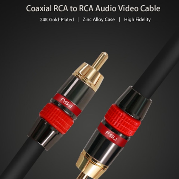 2x Digital Audio Rca-kabel Premium Stereo Rca til Rca Koaksial Spdif-kabel Hane Høytaler Hifi Subwoofer