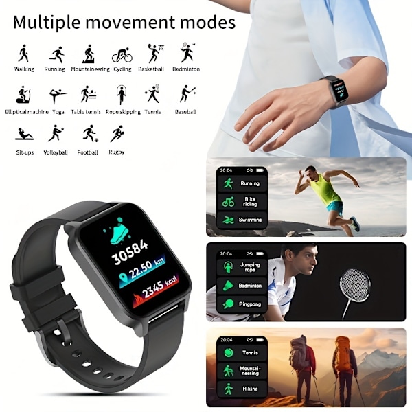 Smart Watch, 1,69 tommer Full Touchscreen Smartwatch, Fitness Tracker, Vandtæt Skridttæller Ur