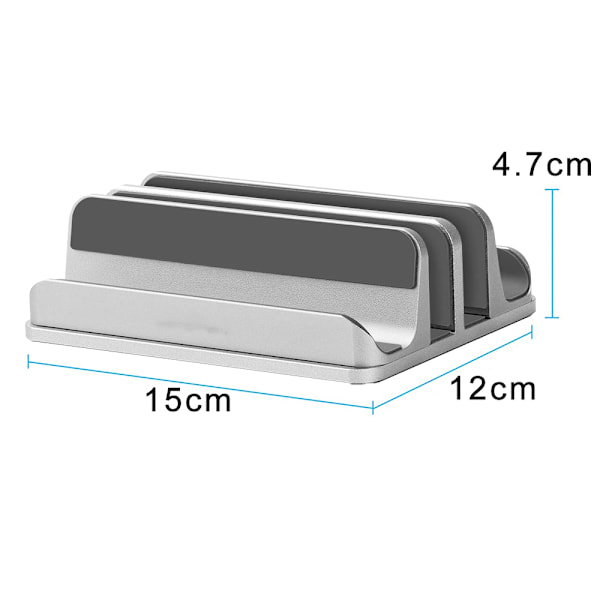 Vertikal bærbar computer stand, aluminium dobbelt stand med to justerbare