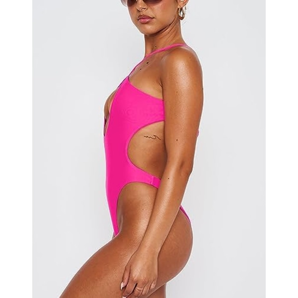 Sexet Dame Krydsende Halter Badedragt Rose Rød Rose Red XL