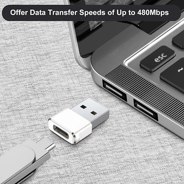 USB till USB C-adapter 2-pack, Typ C hona USB A hane-konverterladdare för Apple Watch Series 7 8, iPhone 11 12 13 14 15 Pro Max