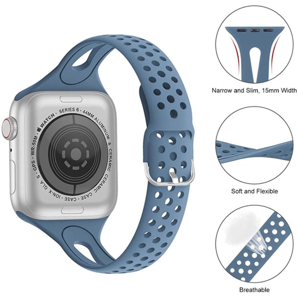 Klokke for Apple Watch SE 6 5 4 3 2 grå grey 42/44mm