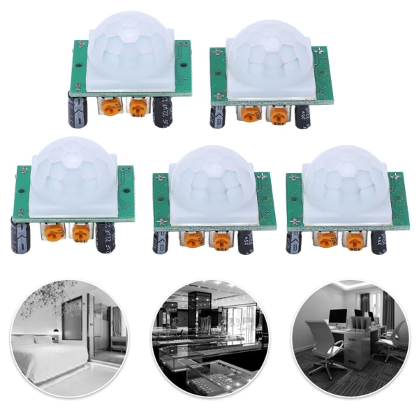 5 stk. PIR IR-modul PCB følsom stabil nøjagtig lavt forbrug menneskelig bevægelsessensor til alarmsystem DC4.5-20V