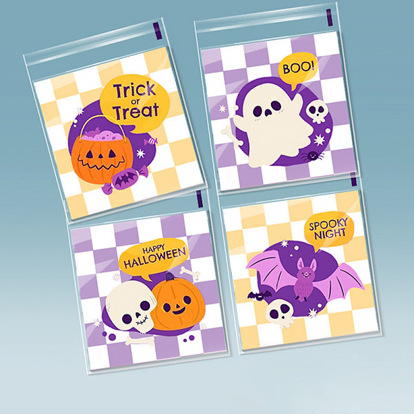 100 stk Halloween slikposer gaveposer kager snacks plast A3