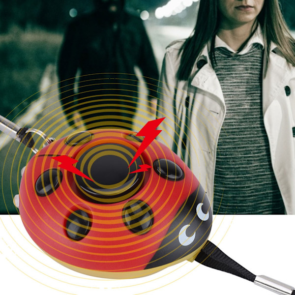 Henkilökohtainen puolustussuoja Beetle Alarm Keychain 130db Naisten hätävaroitin LED//+