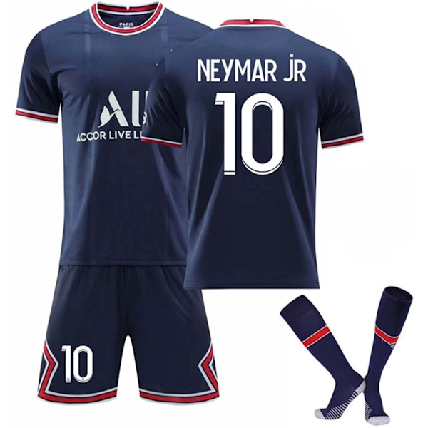 Neymar Jr Fodboldtrøje T-shirts Shorts Sæt til Børn Blå Blue 28（12-13Years）