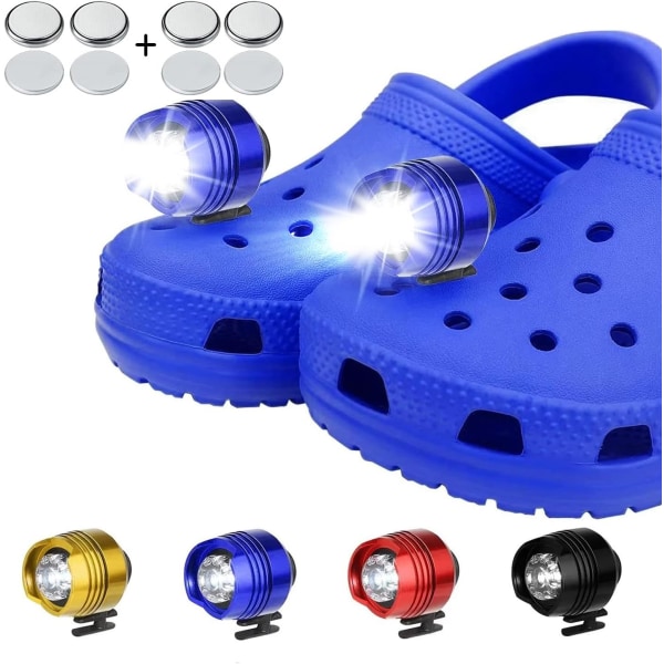 2pcs 3 Modes LED Flashlight Camping Accessories Light Lasting 145 Hours Waterproof Shoe Cover Decoration Croc Headlamp（Blue）