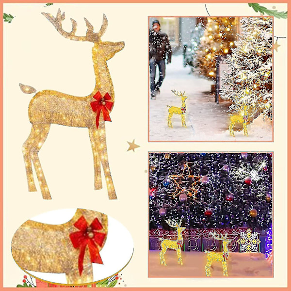 Lyslykt med reinsdyr til jul, utendørs hagedekorasjon, juledekorasjon Reindeer-11.8inch