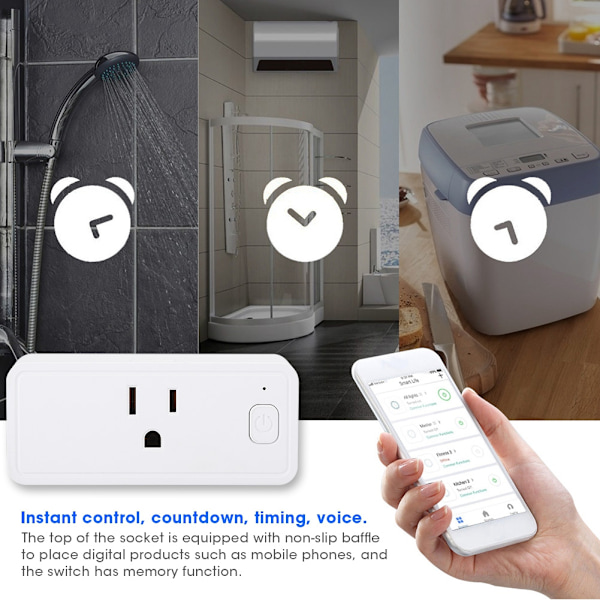 WIFI Smart Socket Dual USB Röststyrning Graffiti Intelligent APP 16A för USA 110‑240V