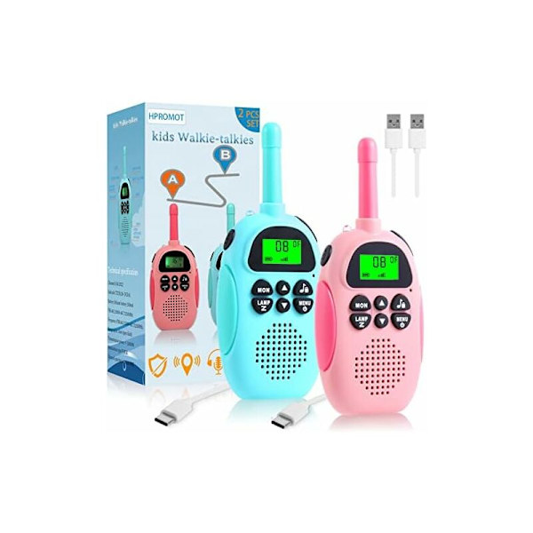 Barnens Walkie Talkie, Uppladdningsbar Walkie Talkie, 16 Kanals Radio Barnleksaker för Pojkar Flickor, Utomhusäventyr Camping Vandring