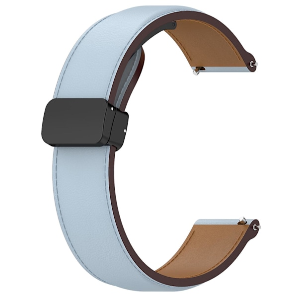 22 mm nahkainen ranneke taittolukko-soljella Samsung Galaxy Watch3 45 mm / Watch 46 mm / Huawei Watch 4:lle Sky Blue