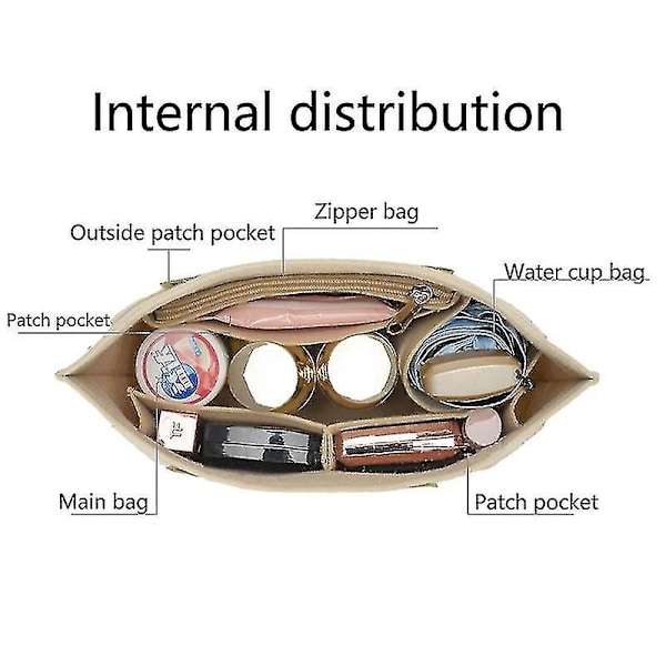 Filtepose som passer til Longchamp håndveske, veskeinnlegg i filt, sminkepung i filt, støtte for reise, bærbar veskeorganisator, Tw L L B style2