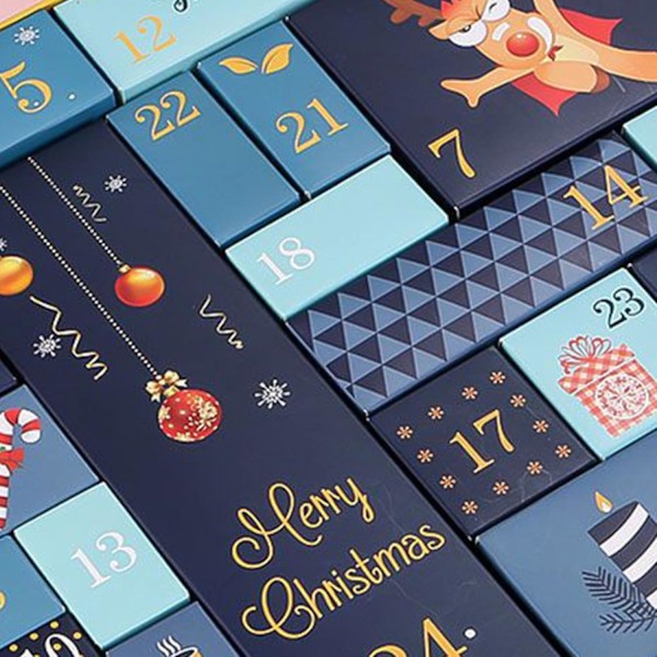 Återfyllningsbar Julkalender med Nedräkning 24 Dagar | Återfyllningsbar Julgåvobox, 24 Dagar Julkalender i Kartong med Nummererade Boxar