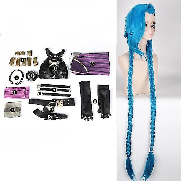 Rask levering Lol Jinx Cosplay Kostyme Uniform Antrekk League Of Legend - Perfekt Kostyme og Parykk Costume and Wig XXL