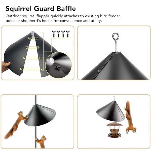 Squirrel Flapper Professionel PET Forebygger Tyveri Egernbeskyttelse til Fuglefoderautomater Sort