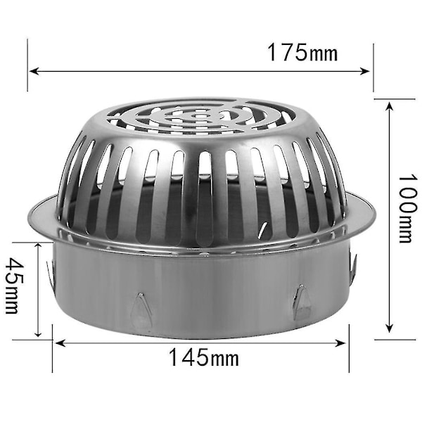 Rustfrit stål anti-tilstopning tagafløb, tagrende afløbsrør anti-rotte filter, stor forskydning regnvandsfilter 150MM