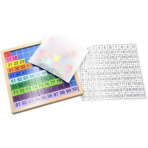 Puinen satataulu lelu, 100 digitaalinen taulu Montessori matematiikkalelu [qb]