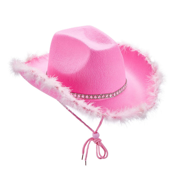 Kvinnors Tiara Cowgirl Hat Western Party Hat Tillbehör Disco Kostym Cowboy Hat Rosa pink