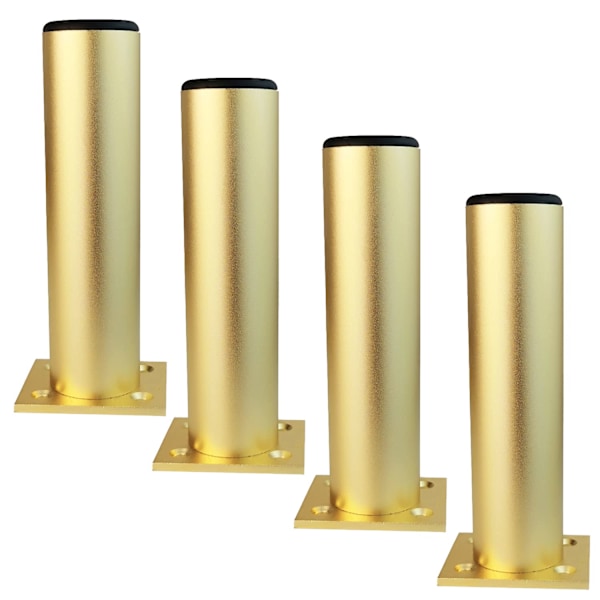 4×Kaffe Bordsben Sofa Ben Guld, Bordben Justerbar Højde, Rørformede Ben Runde, Højde: 6-30cm Base Aluminiumlegering | Anodiseret overflade 15 cm