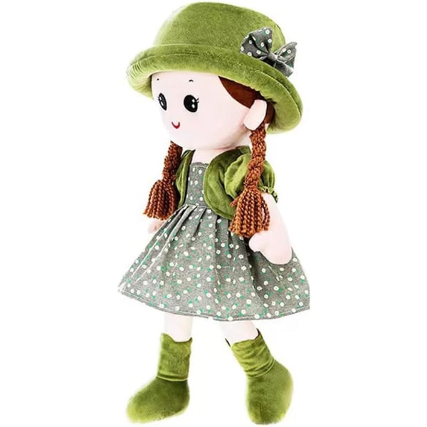 Rag Doll Girl Cute Plush Toy Baby Fairy Tale Princess Cute Doll Detachable Clothes Christening Gift Birthday For Ages 0+ (Green)
