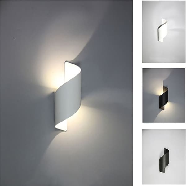 {hw} Spiral Design LED Væglampe Moderne Nordisk Sconce Lampe SORT sort black cold white light-cold white light