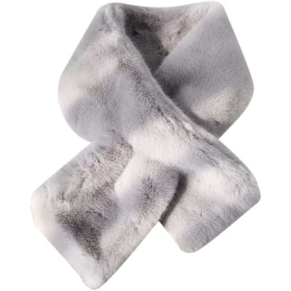 Kunstig pels skjerf for kvinner (grå), 90 cm kunstig pels skjerf damer sjal vinter