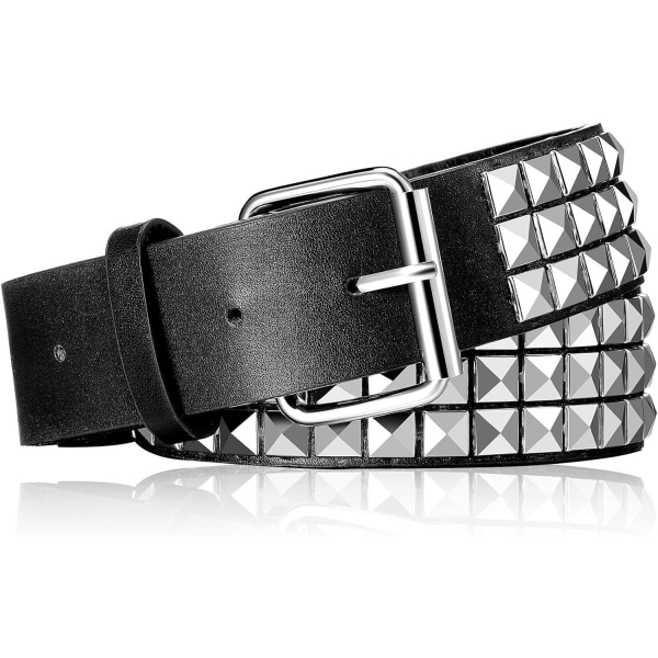 Studded Belt Metal Punk Rock Rivet Belt Punk Leather Belt Threads Studded Goth Pyramid Studded Belt For Women Men-WELLNGS