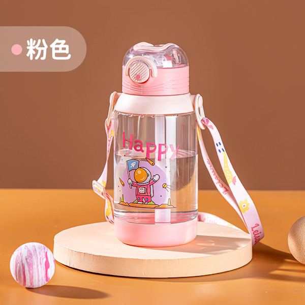 water bottle children with straw drinking bottle 600ml Pink