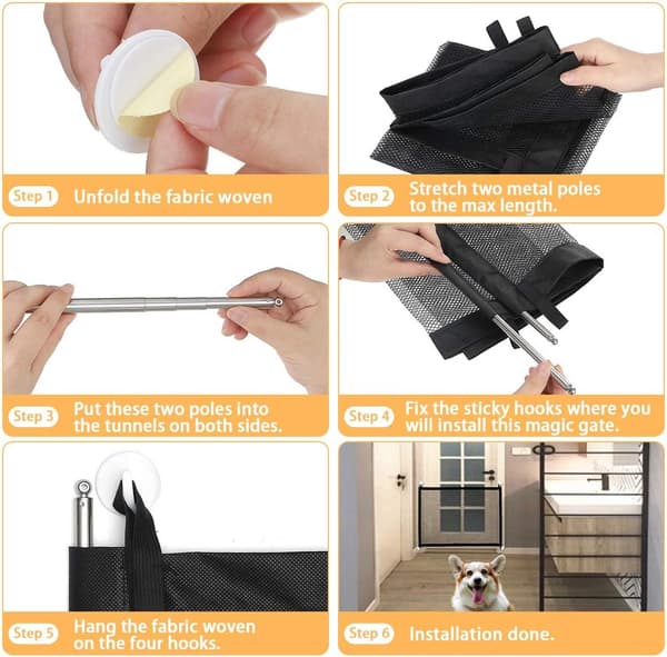 Retractable Dog Safety Gate, Retractable Pet Gate, Pet Gate, Dog Gate