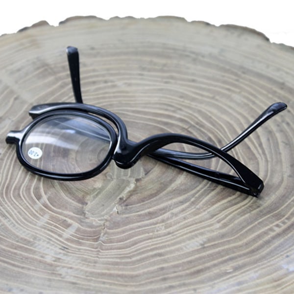 Yksipuoliset meikkilasit naisille, taitettavat kääntyvät meikki- ja lukulasit naisille, silmämeikkityökalu, musta etuosa black frame glasses power 400