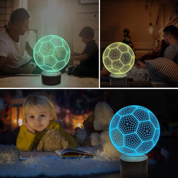 Fodbold 3D lampe natlampe fodbold 3D illusion lampe til børn