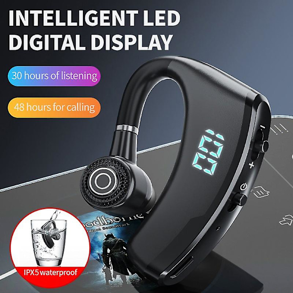 Bluetooth-headset Led trådlöst headset Bluetooth 5.2 headset 180 graders roterande öronkrok affärs körning hörlurar affärs Bluetooth-headset