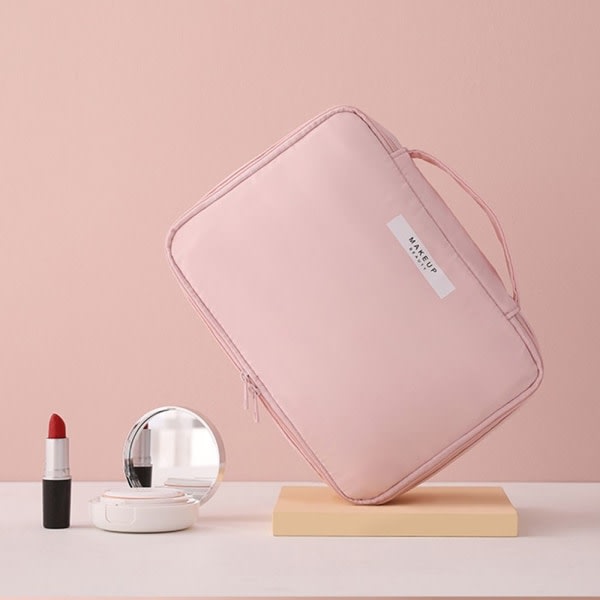 Kosmetisk väska med stor kapacitet för toalettartiklar, rosa