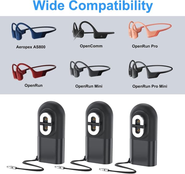Oplader til Shokz Aeropex, Openrun, Openrun Pro/Mini, Opencomm opladningsstik (3-pak)[qb]