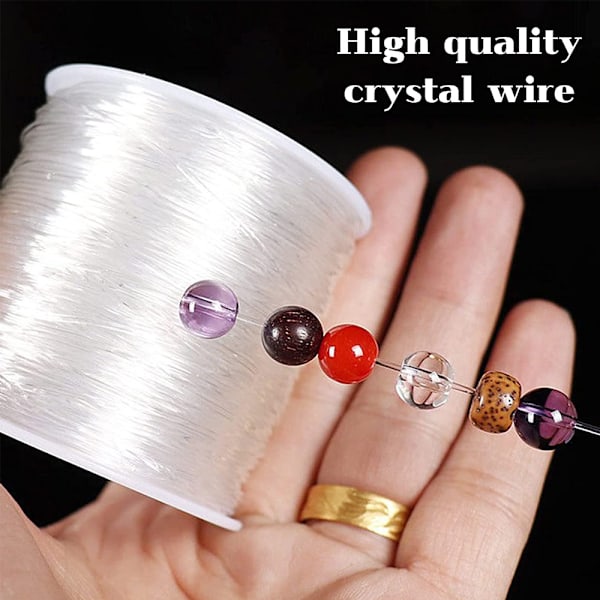 1 mm perlet elastisk snor, transparent elastisk snor